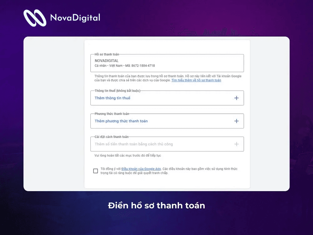 điền hồ sơ thanh toán