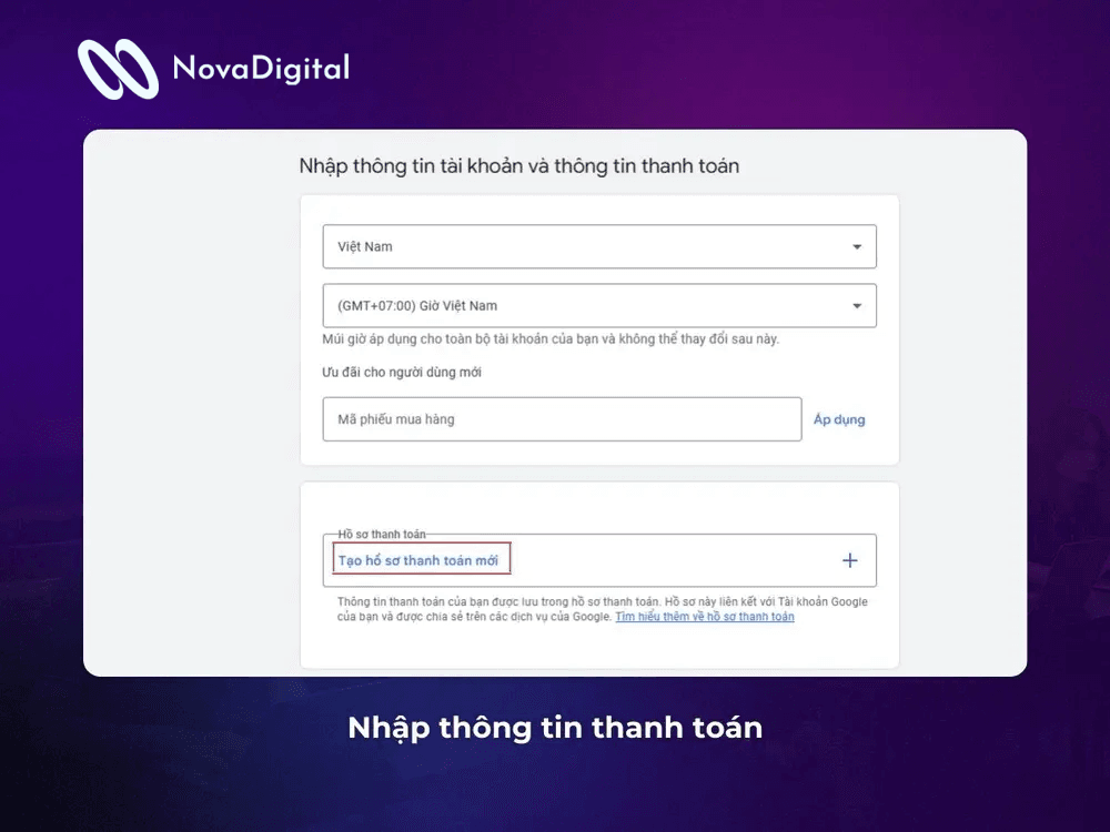 nhập thông tin thanh toán